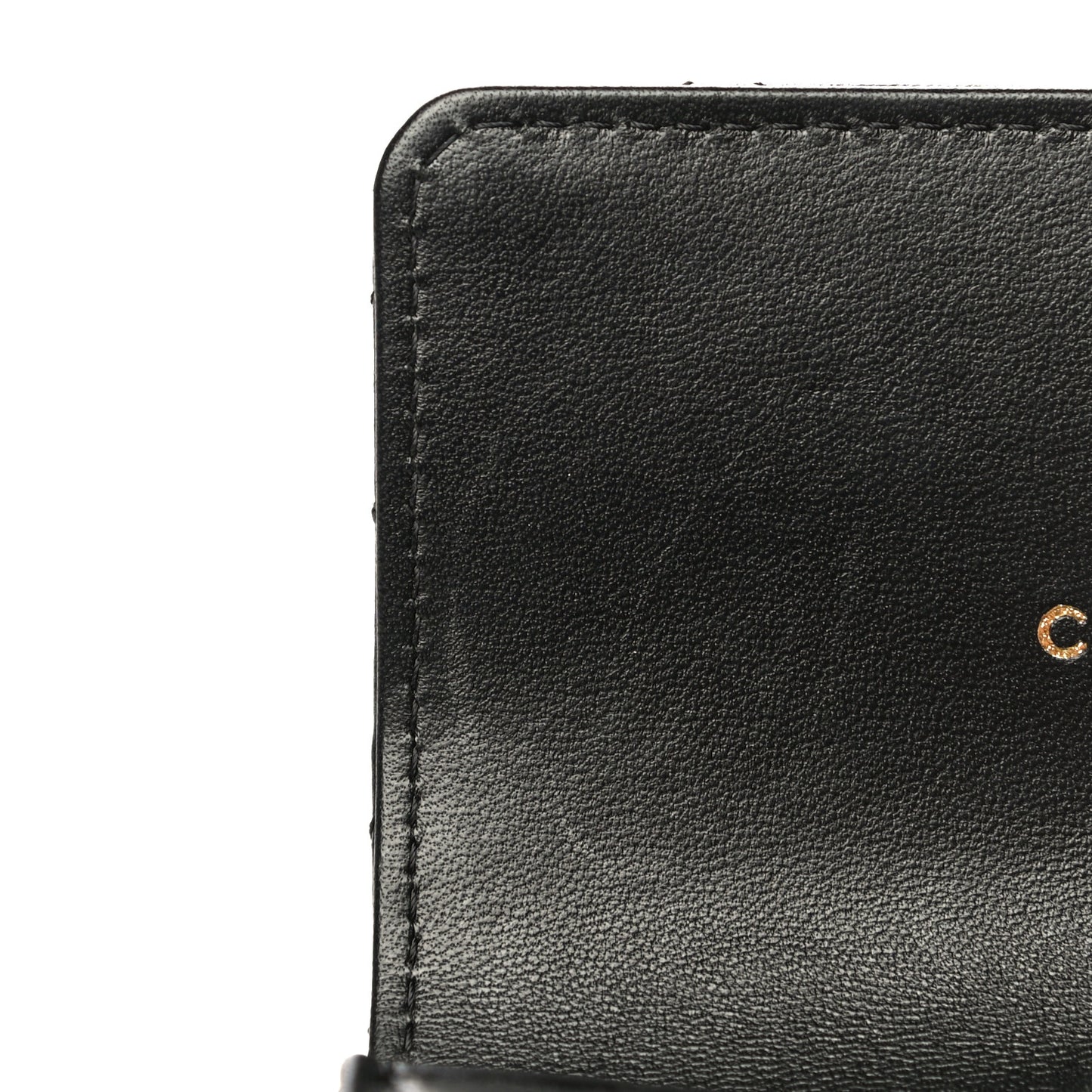 Lambskin Quilted CC Hook Card Holder Black