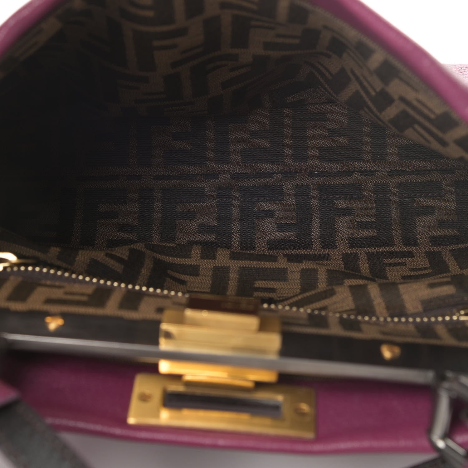 Fendi Goatskin Zucca Medium Peekaboo Iconic Satchel Ciclamino Tobacco Moro 7 of 15