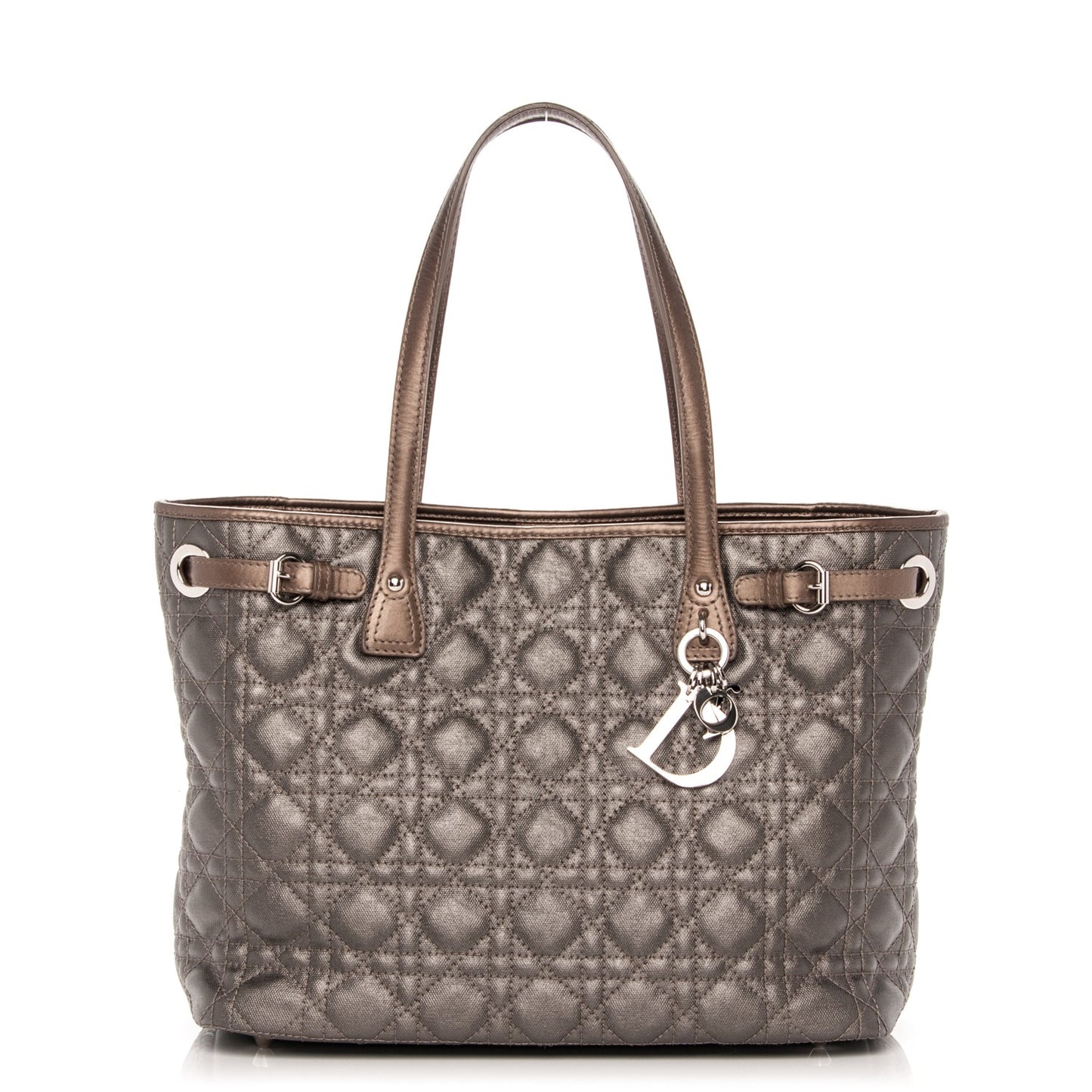 Metallic Canvas Cannage Small Panarea Tote Brown