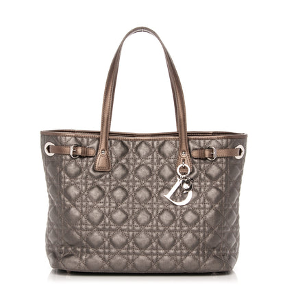 Christian Dior Metallic Canvas Cannage Small Panarea Tote Brown 1 of 7