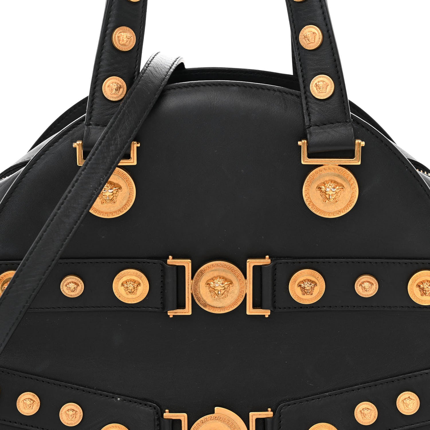 Versace Calfskin Medallion Tribute Bowling Bag Black 7 of 15