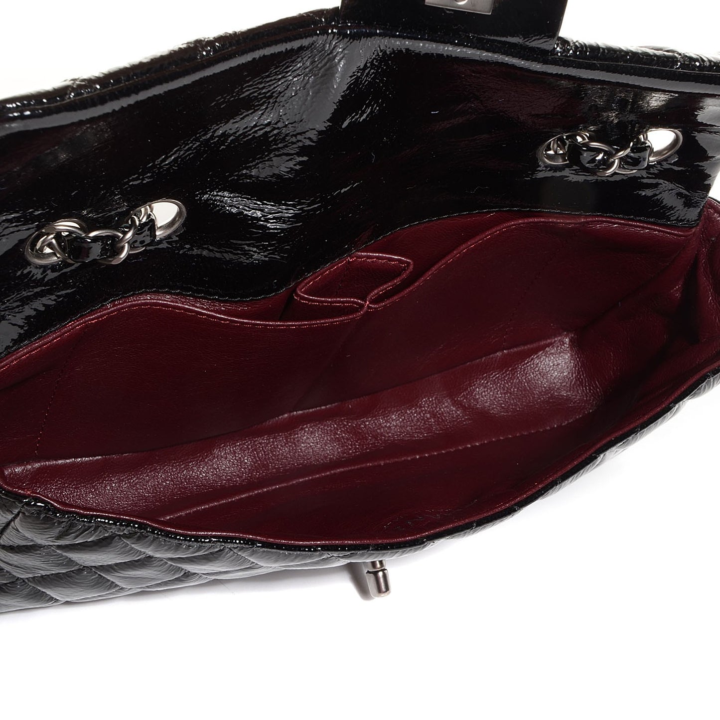 Distressed Patent East West Flap Black