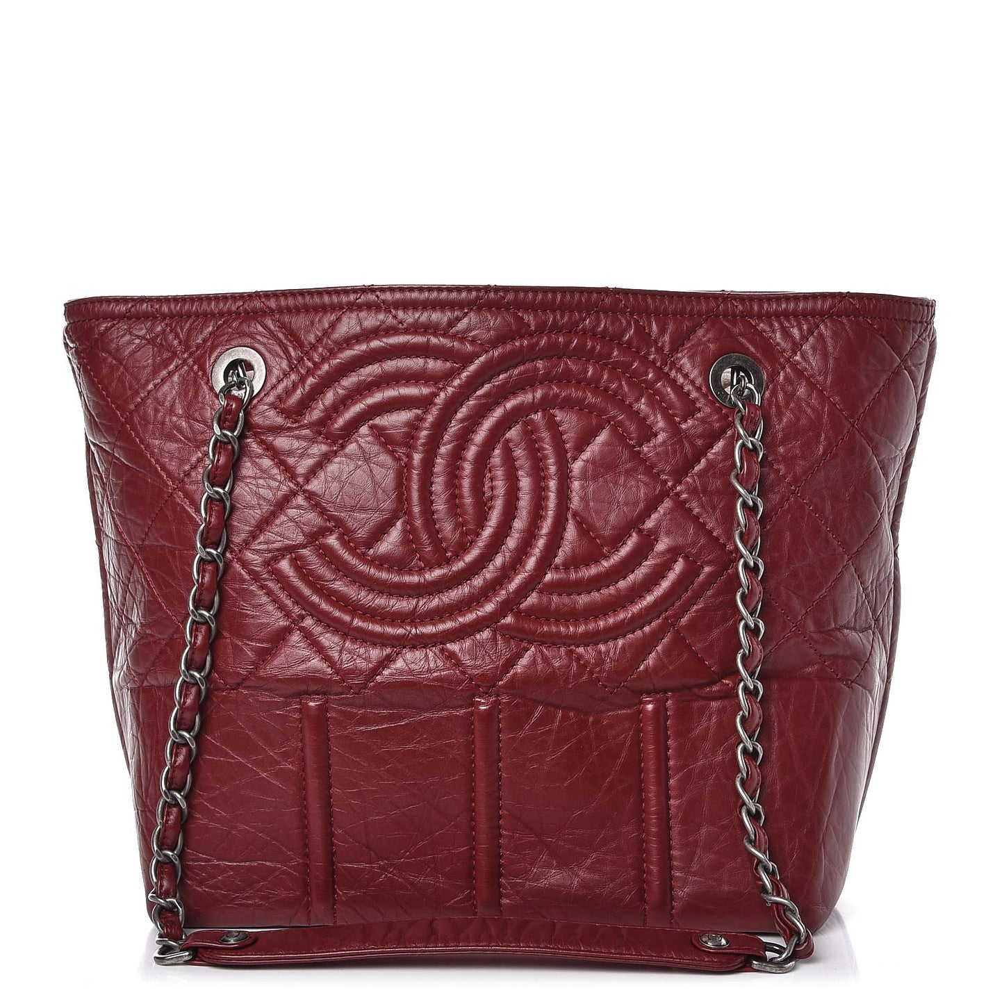 Aged Calfskin Small Shopping In Moscow Tote Burgundy