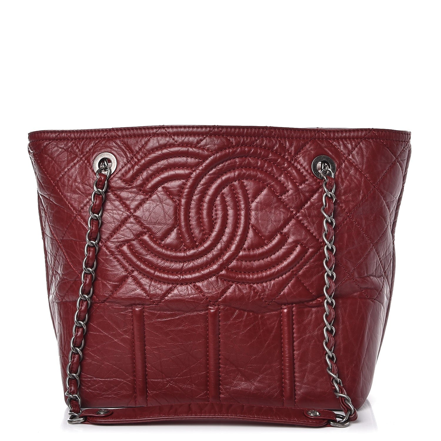 Chanel Aged Calfskin Small Shopping In Moscow Tote Burgundy 1 of 7