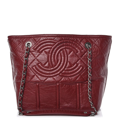 Chanel Aged Calfskin Small Shopping In Moscow Tote Burgundy 1 of 7