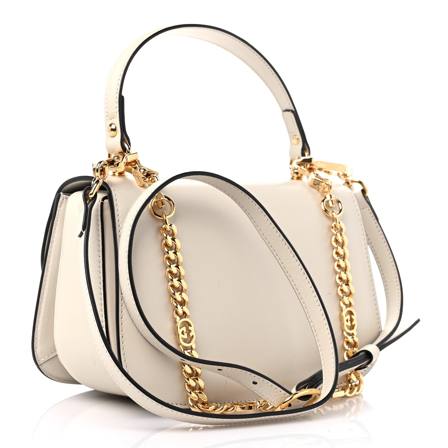 Gucci Roxy Calfskin Small Blondie Top Handle Shoulder Bag Mystic White 3 of 9