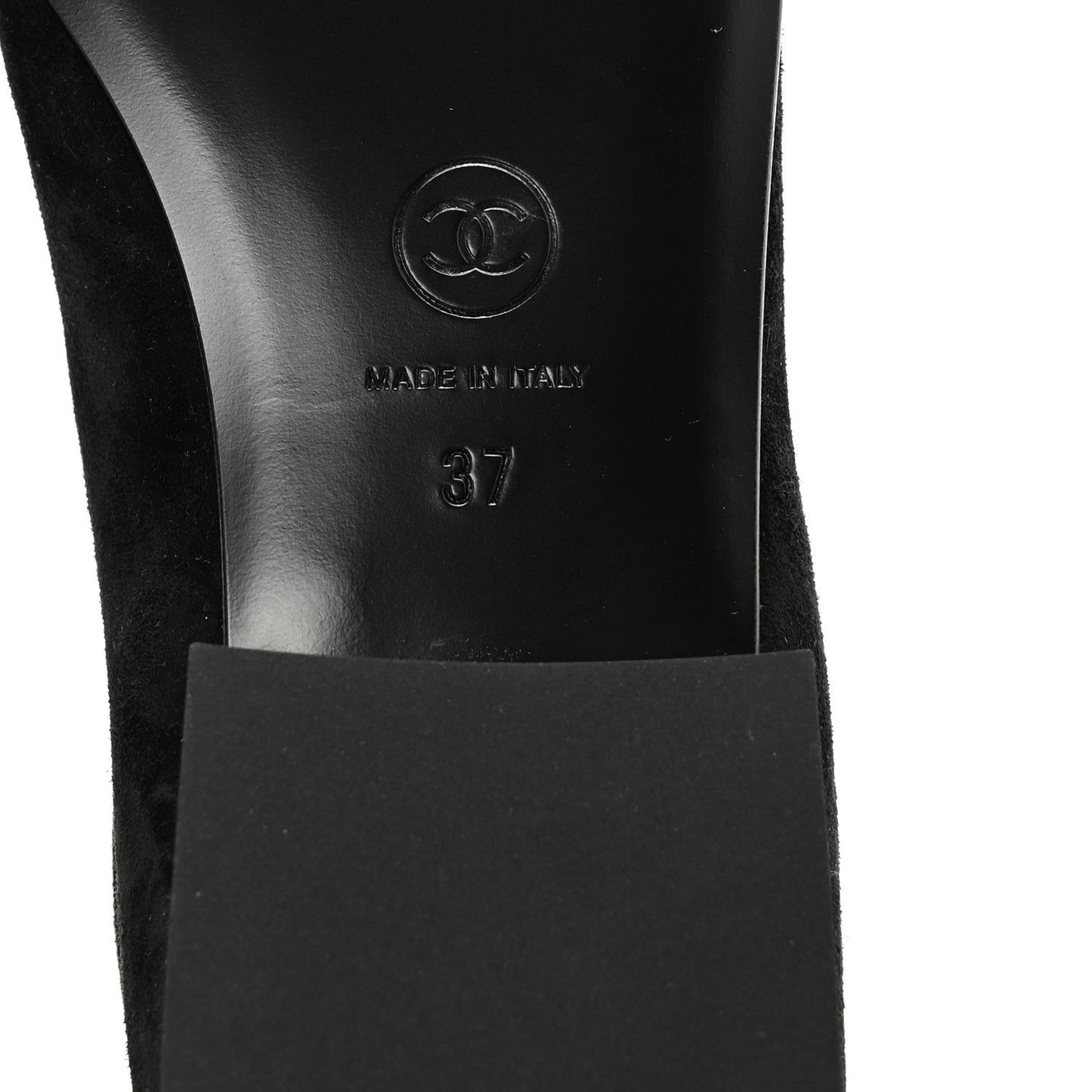 Suede Patent Cap Toe CC Mary Jane Flats 37 Black