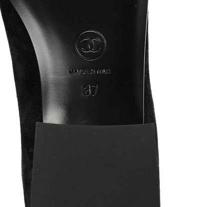 Chanel Suede Patent Cap Toe CC Mary Jane Flats 37 Black 7 of 10