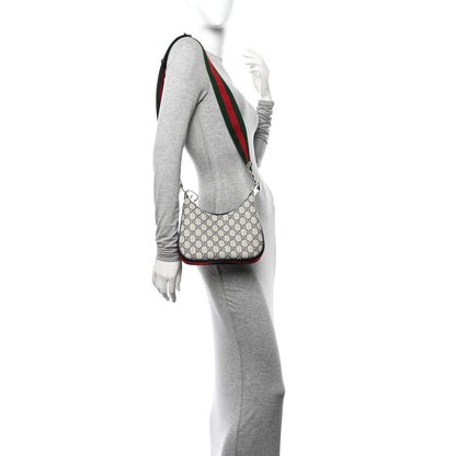 Gucci GG Supreme Monogram Textured Calfskin Web Small Attache Shoulder Bag Beige Blue 2 of 10