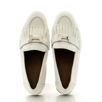 Hermes Calfskin Womens Royal Loafers 36 White 2 of 13