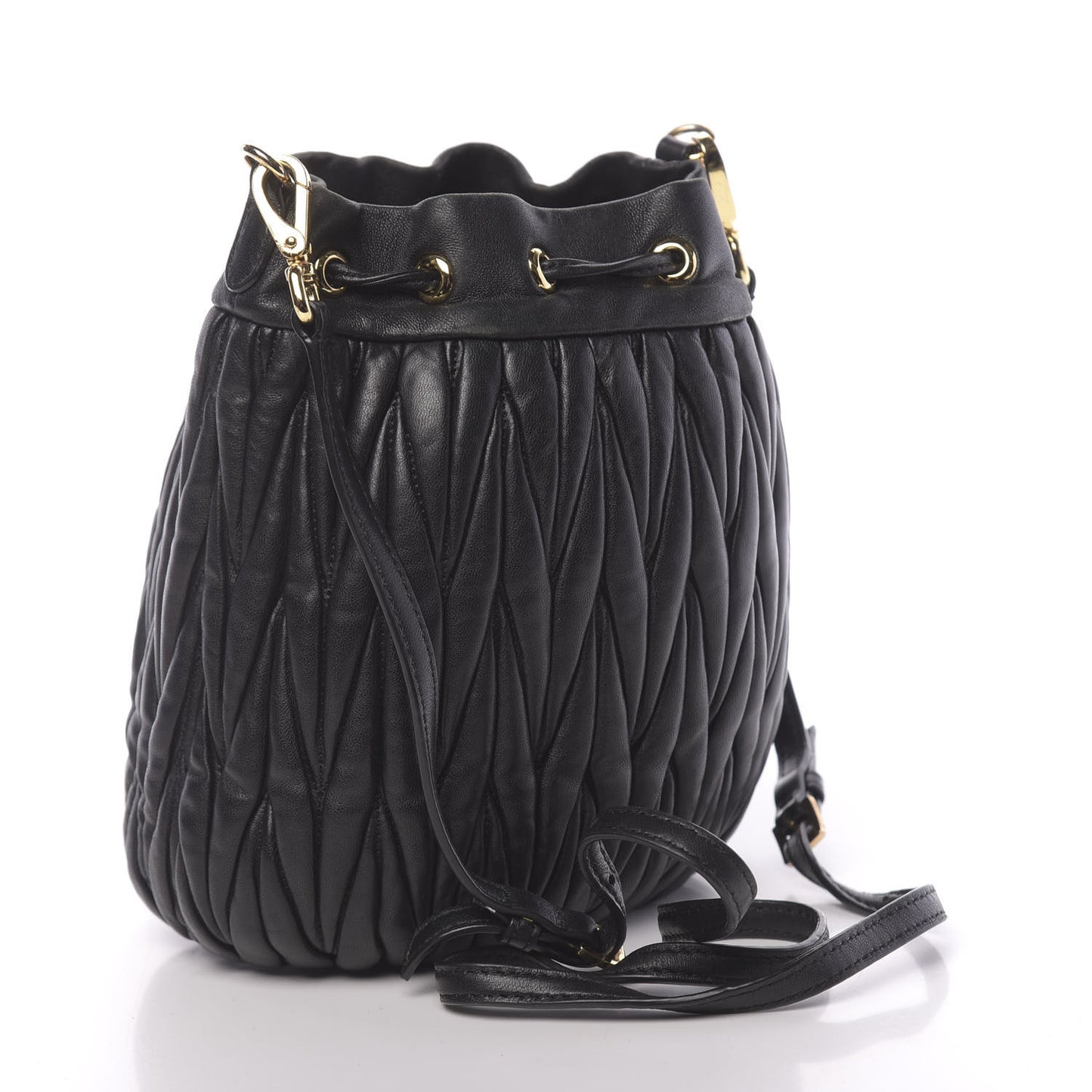Nappa Matelasse Bucket Bag Black