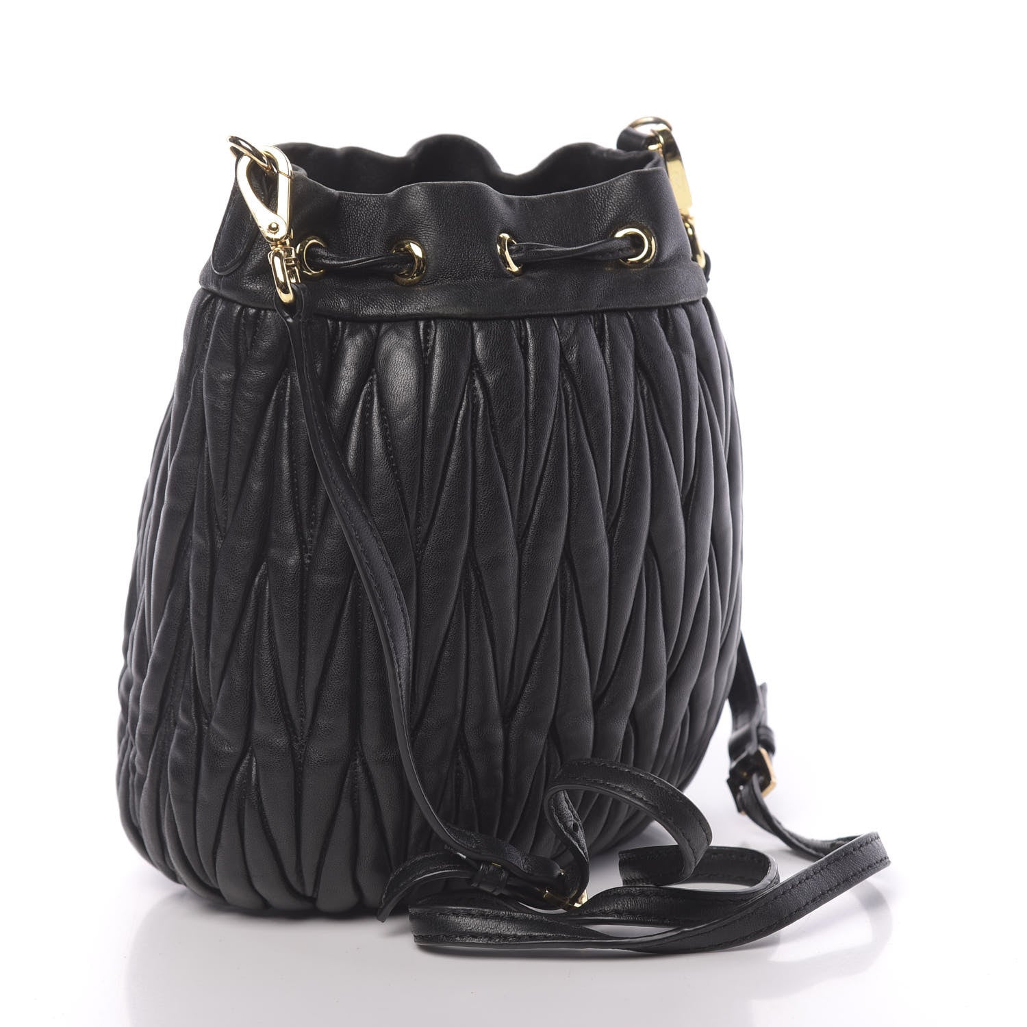 Miu Miu Nappa Matelasse Bucket Bag Black 3 of 10