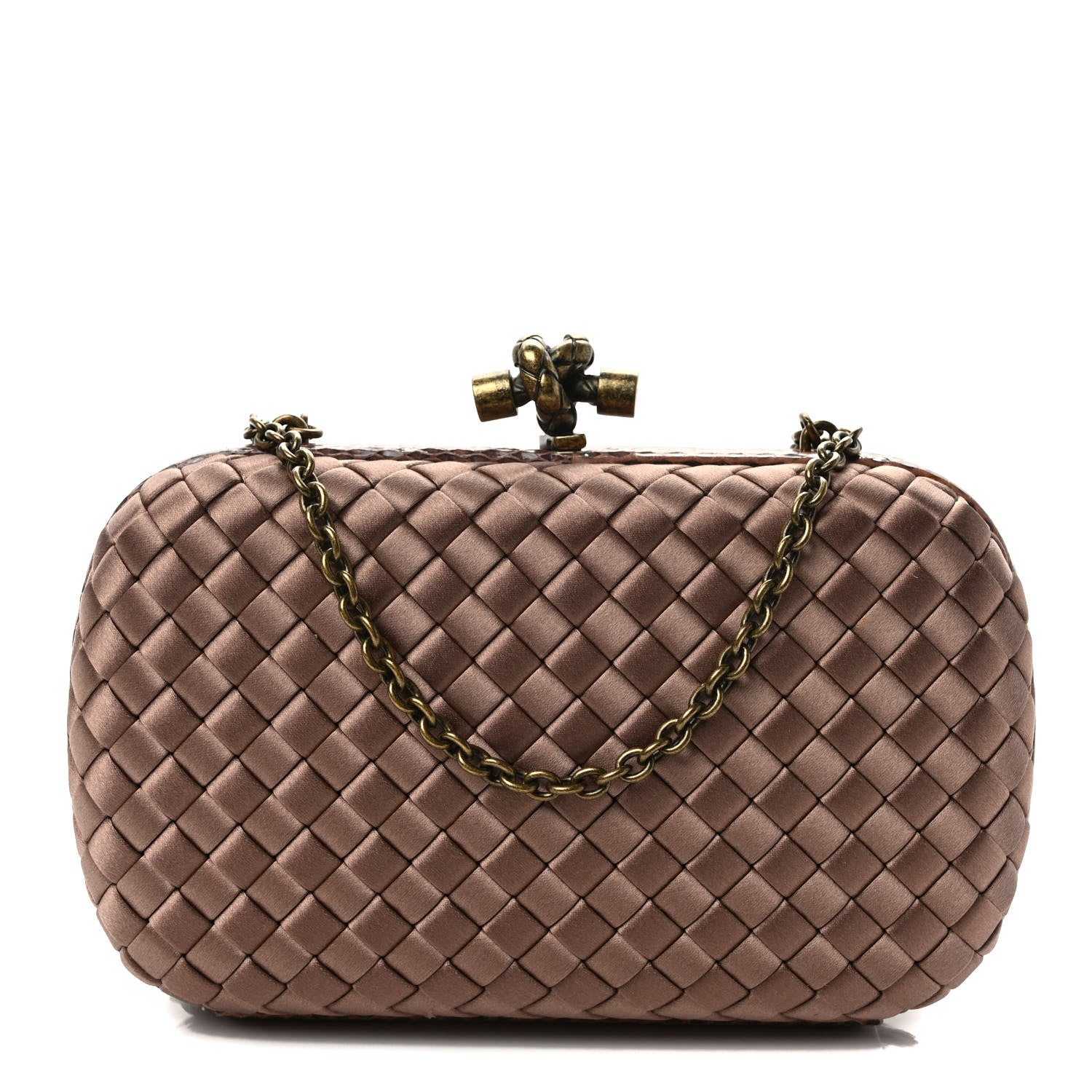 Bottega Veneta Satin Intreccio Impero Ayers Knot Clutch Blush 1 of 7