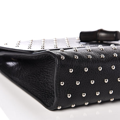 Gucci Calfskin Studded Medium Miss Bamboo Shoulder Bag Black 7 of 11