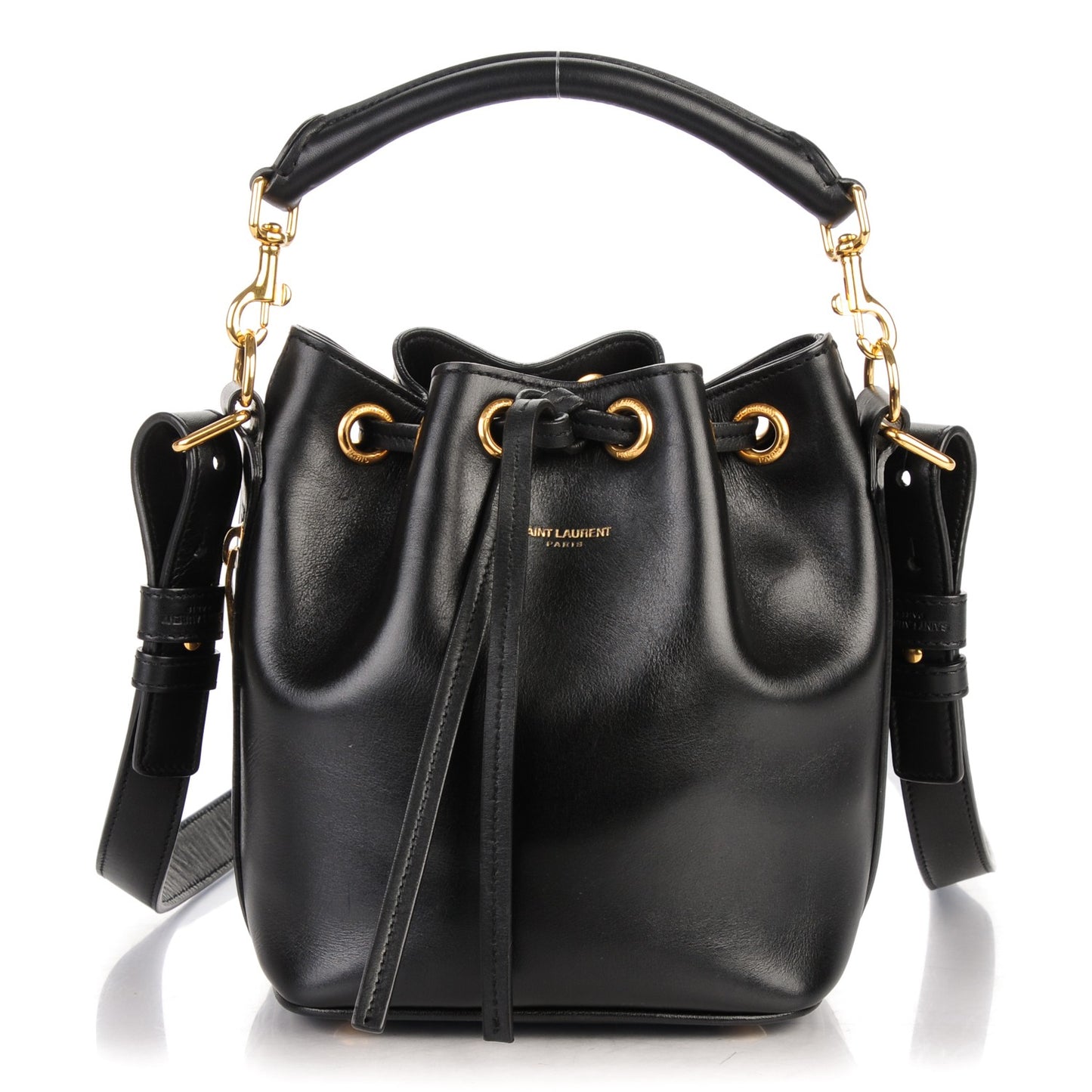 Calfskin Small Emmanuelle Bucket Bag Black