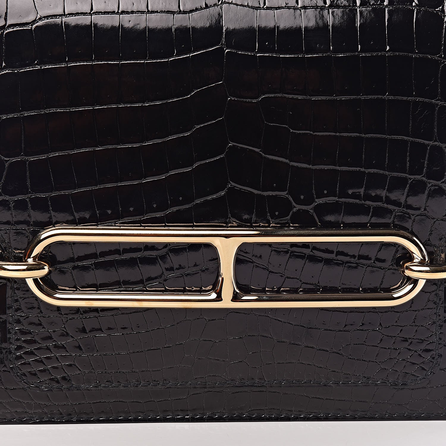 Hermes Shiny Niloticus Crocodile Sac Roulis 23 Black 11 of 15