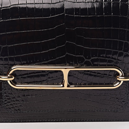 Hermes Shiny Niloticus Crocodile Sac Roulis 23 Black 11 of 15