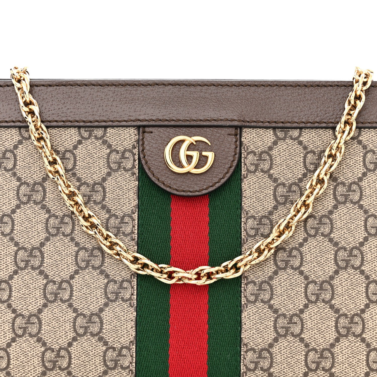 Gucci GG Supreme Monogram Web Small Ophidia Chain Shoulder Bag Brown 9 of 12