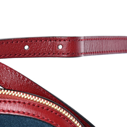 Gucci Suede Calfskin Web Small Ophidia Dome Shoulder Bag New Blue Romantic Cherry 12 of 13