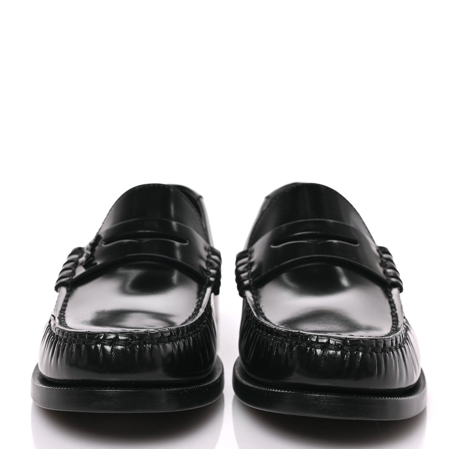 Patent Calfskin Penny Loafers 36 Black