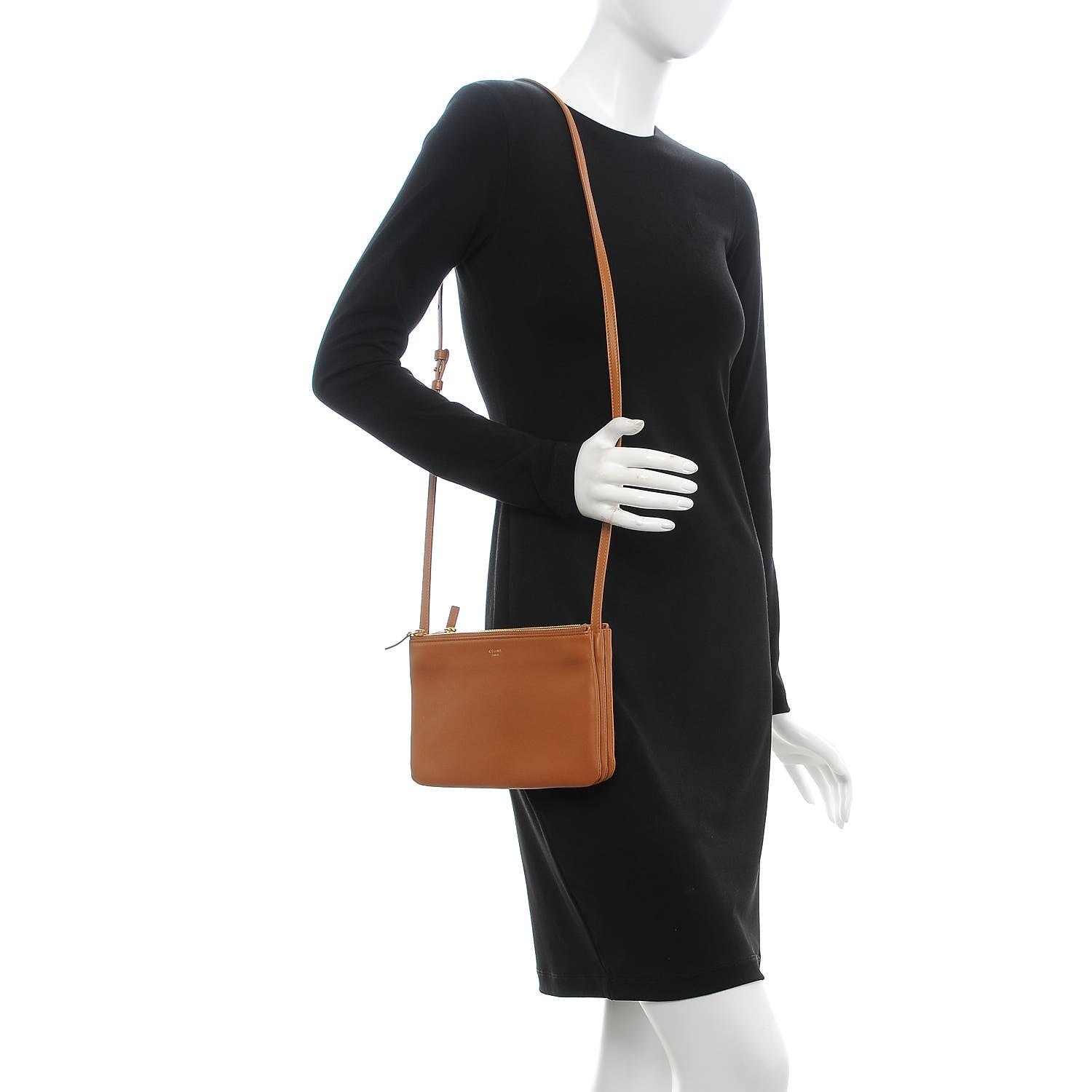 Celine Lambskin Small Trio Crossbody Bag Tan 2 of 7