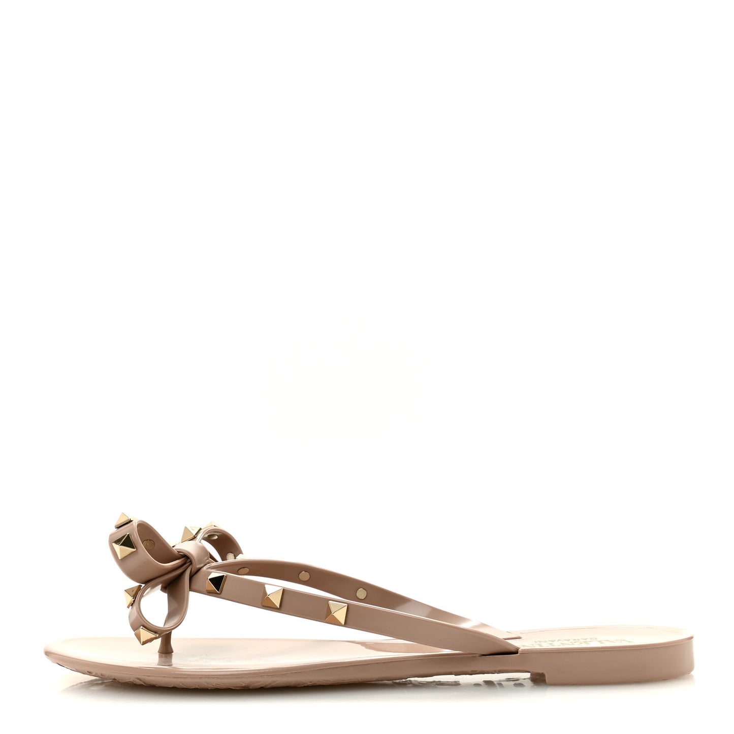 PVC Jelly Rockstud Bow Thong Sandals 40 Poudre