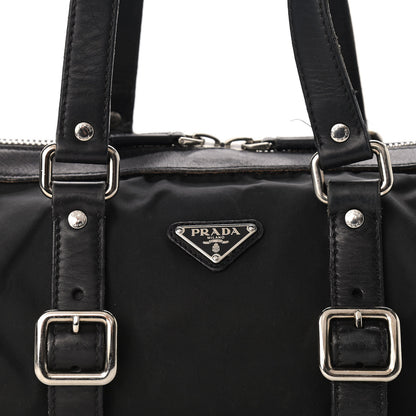Prada Nylon Calfskin Buckle Shoulder Bag Black 7 of 16