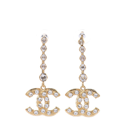 Chanel CC Crystal Drop Earrings Gold 1 of 5