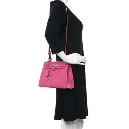Hermes Ostrich Kelly Sellier 25 Rose Tyrien 2 of 11