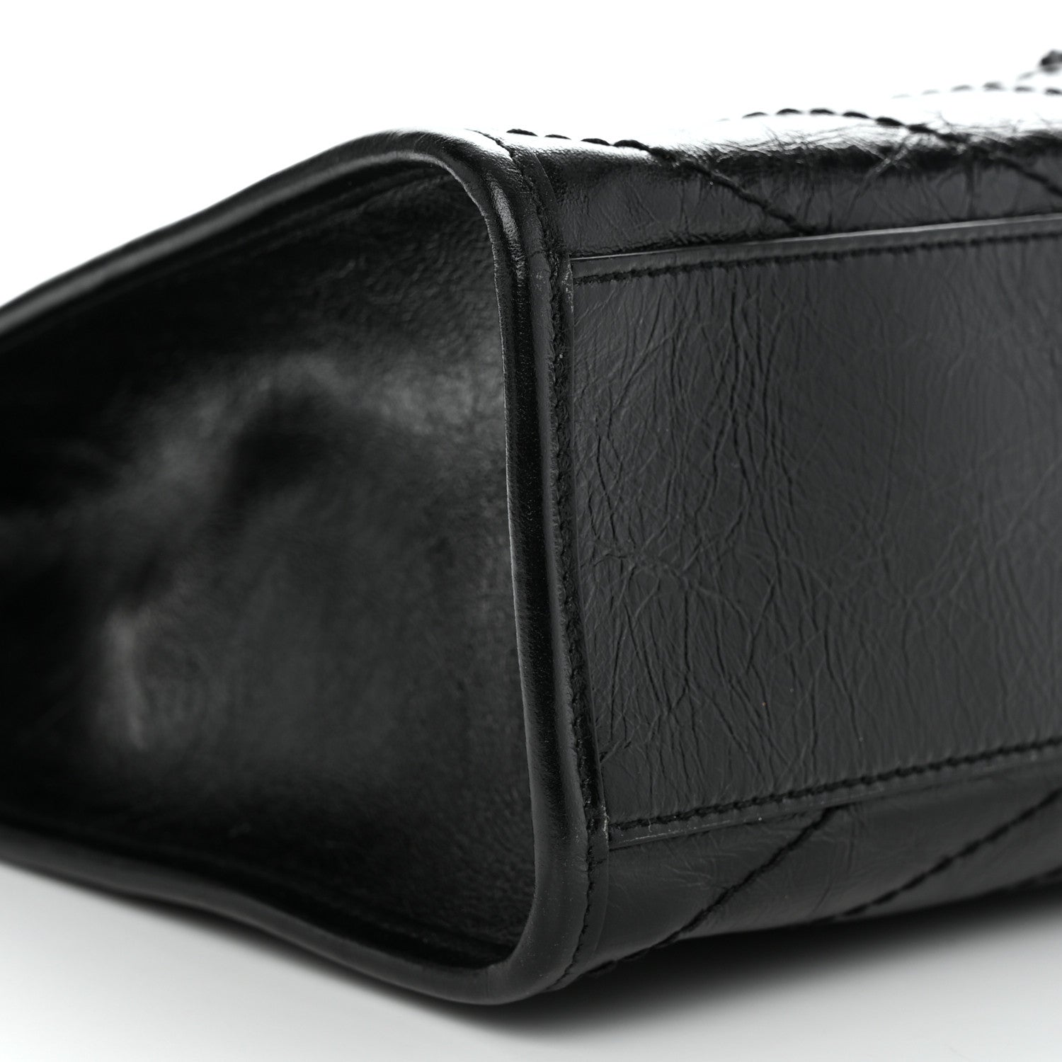 Saint Laurent Crinkled Calfskin Matelasse Monogram Medium Niki Shopper Tote Black 9 of 10
