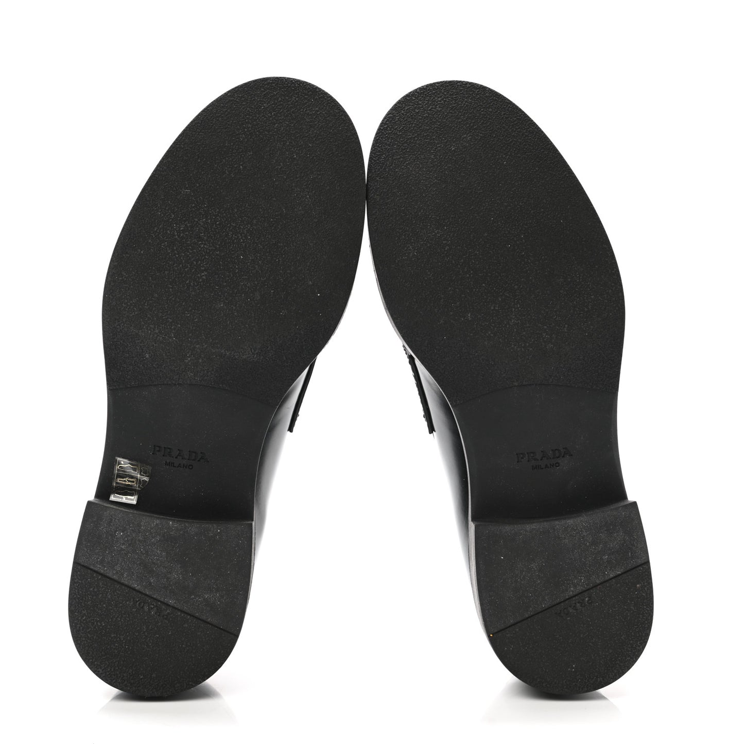 Spazzolato Metal Triangle Logo Mens 35mm Loafers 7.5 Black