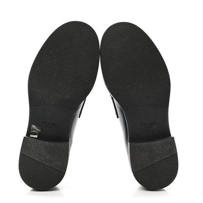 Prada Spazzolato Metal Triangle Logo Mens 35mm Loafers 7.5 Black 5 of 10