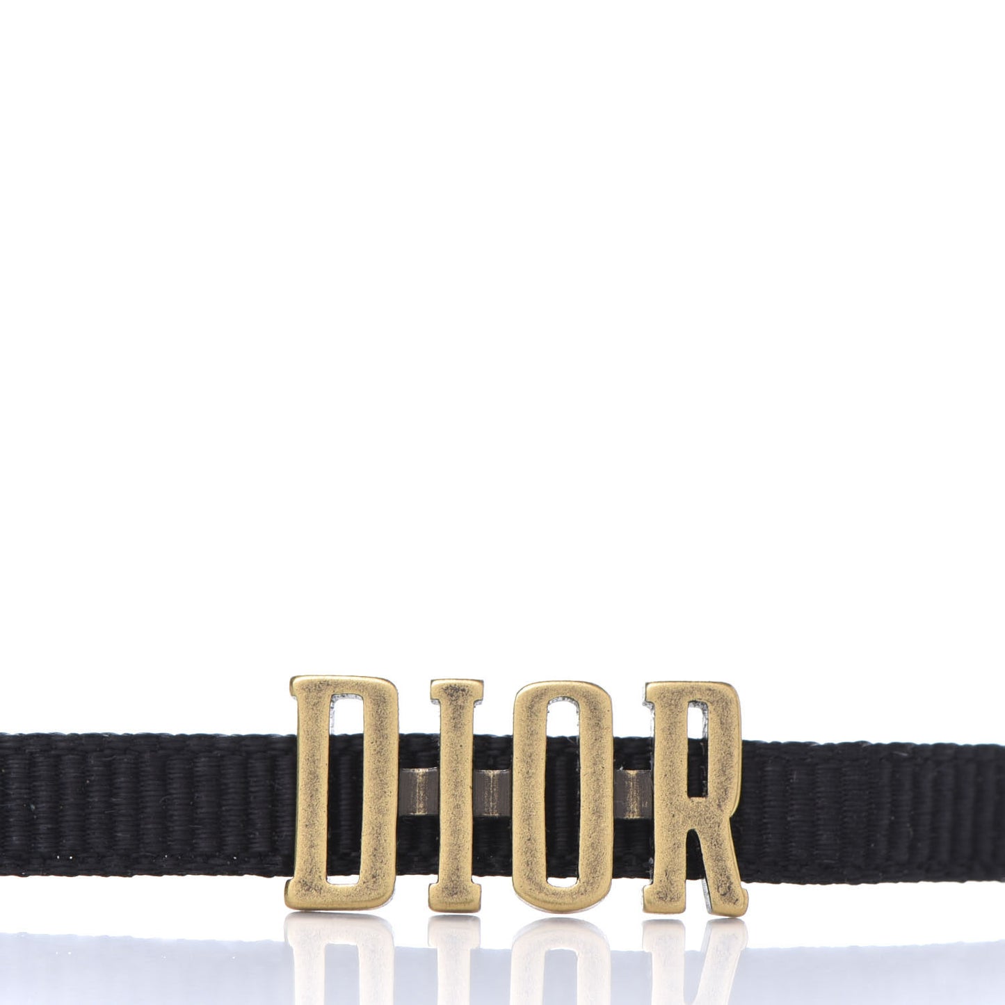 Grosgrain Ribbon Dior Logo Choker Necklace Black