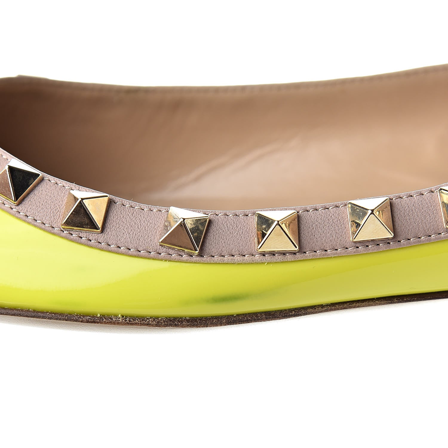 Valentino Garavani Patent Rockstud Ballerina Flats 36.5 Yellow Fluo Poudre 8 of 9