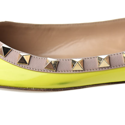 Valentino Garavani Patent Rockstud Ballerina Flats 36.5 Yellow Fluo Poudre 8 of 9