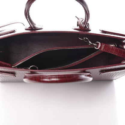 Saint Laurent Calfskin Crocodile Embossed Small Sac de Jour Wine 6 of 15