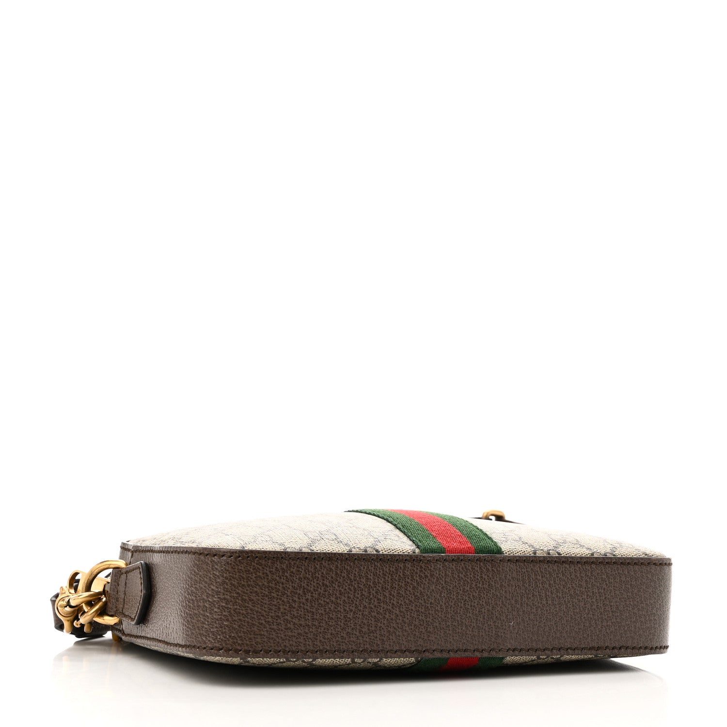 Gucci GG Supreme Monogram Textured Dollar Calfskin Web Ophidia Wristlet Shoulder Bag Beige Ebony New Acero 4 of 9