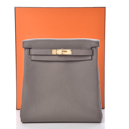 Hermes Taurillon Clemence Kelly Ado Backpack Etain 26 of 26