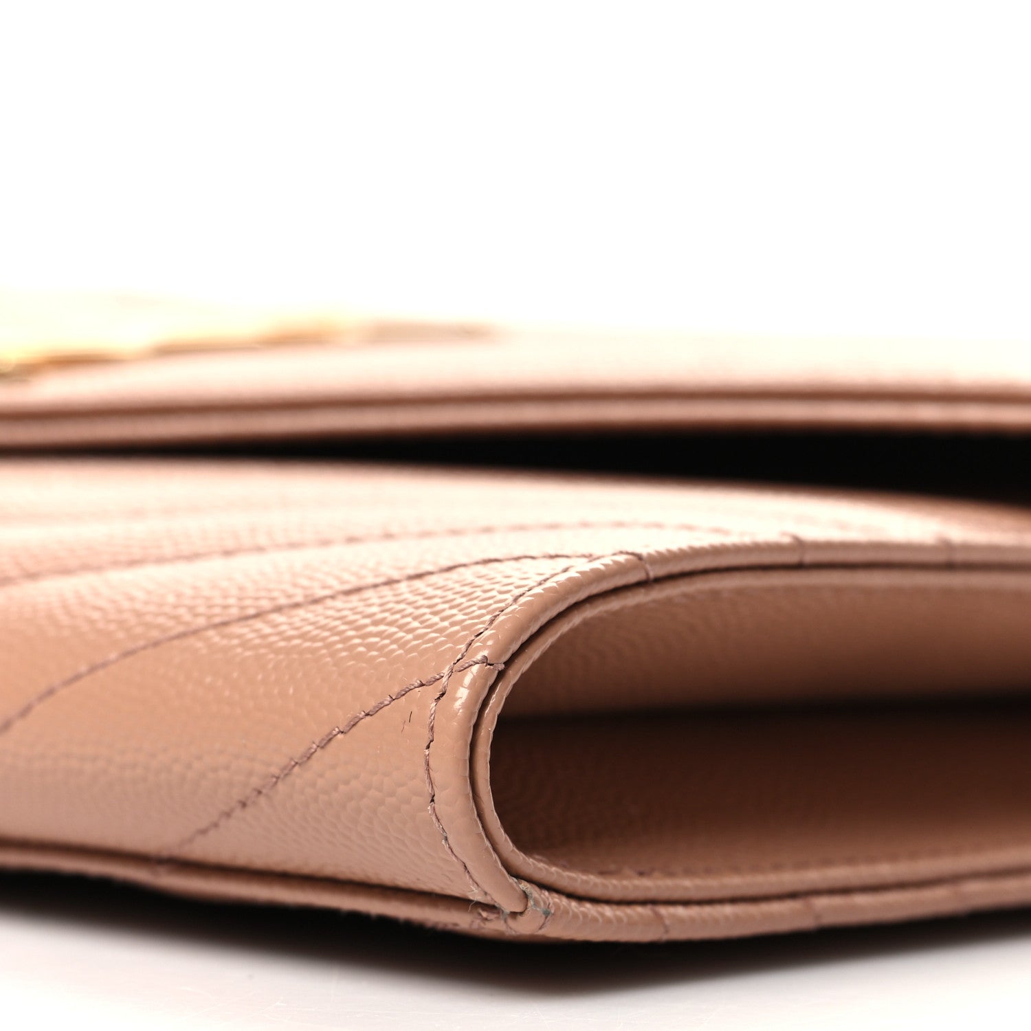 Saint Laurent Grain De Poudre Matelasse Chevron Monogram Envelope Clutch Vintage Peach 10 of 10