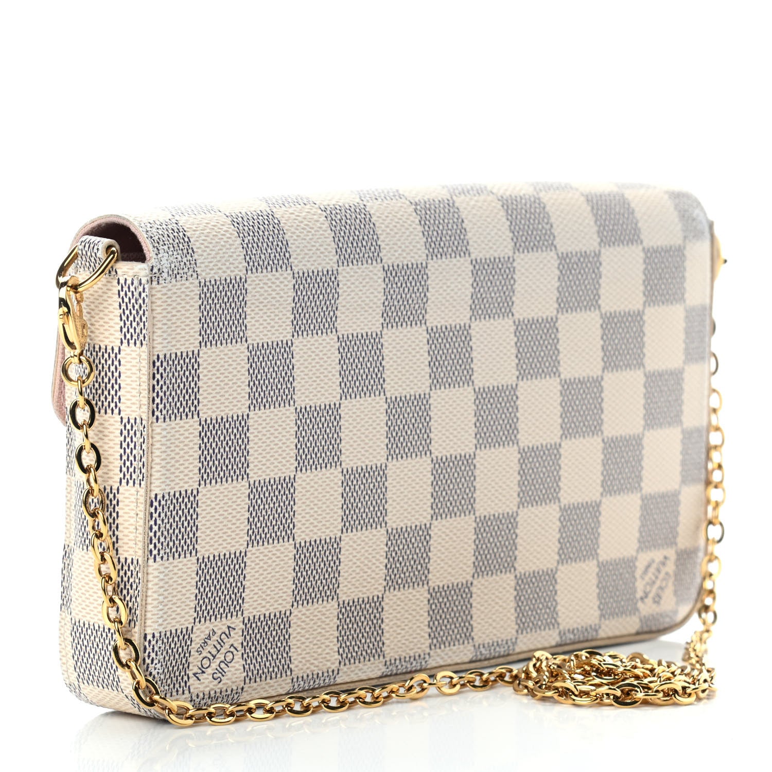 Louis Vuitton Damier Azur Pochette Felicie Chain Wallet Rose Ballerine 3 of 6