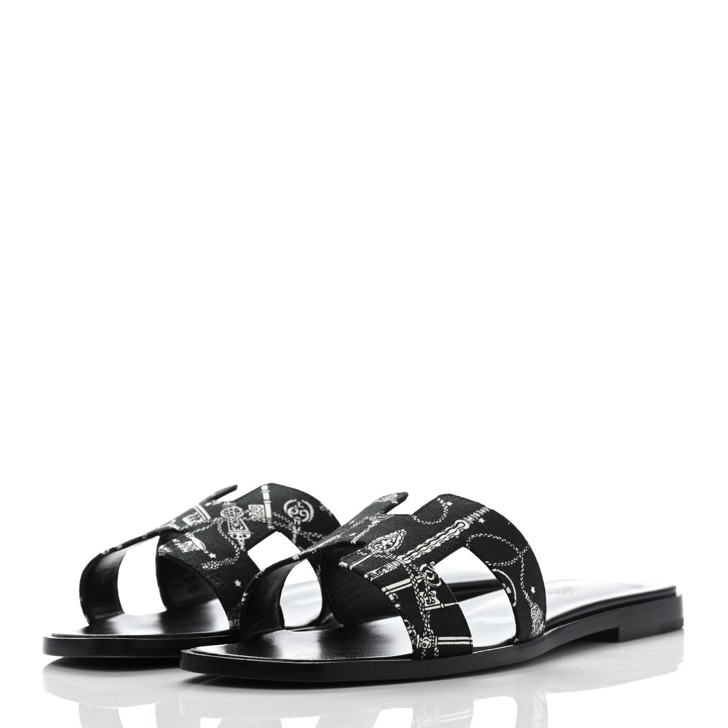 Cotton Canvas Printed Les Cles Bandana Oran Sandals 37 Black