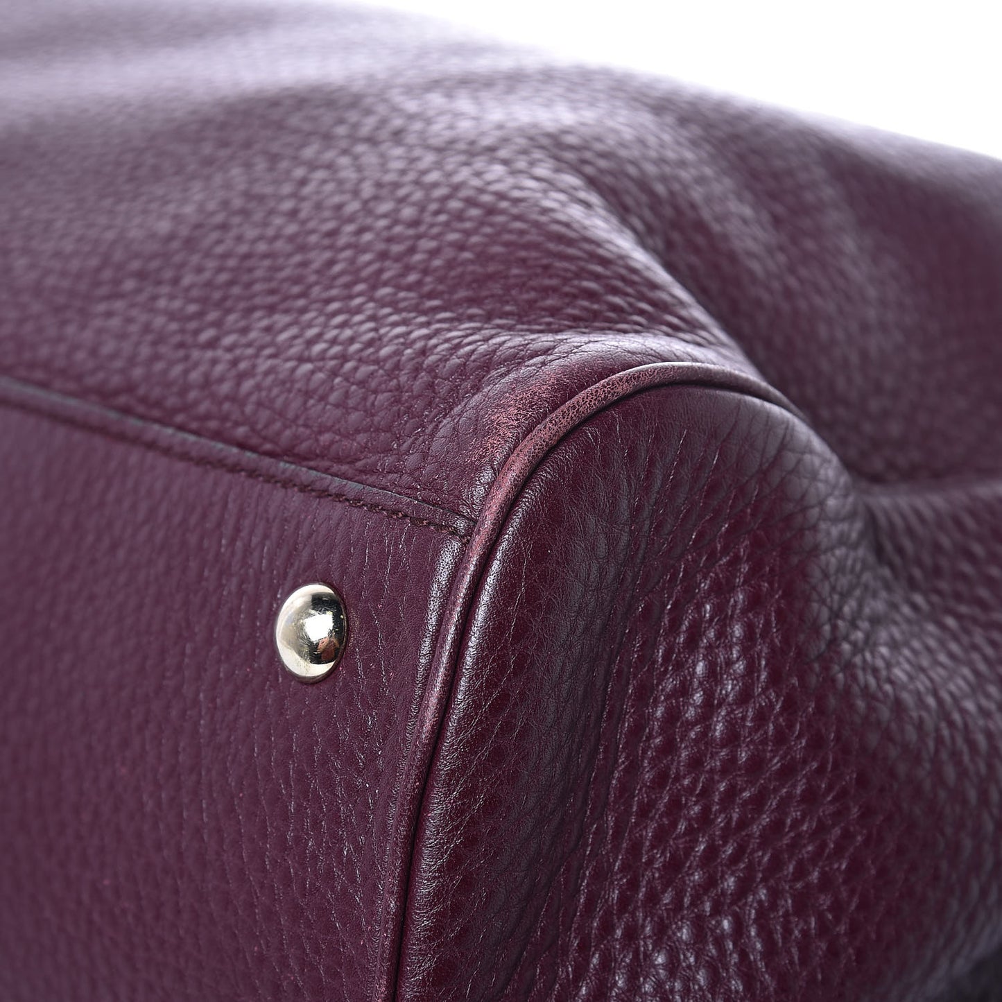 Pebbled Calfskin Large Bamboo Shopper Tote Burgundy