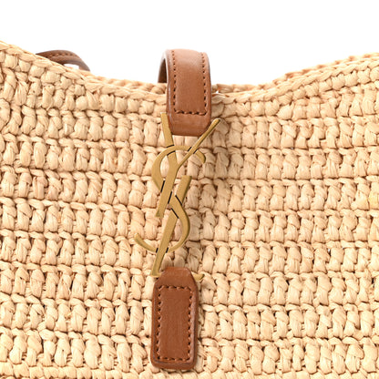 Saint Laurent Raffia Calfskin Le 5 A 7 Mini Hobo Natural Brick Natural Brick 9 of 11