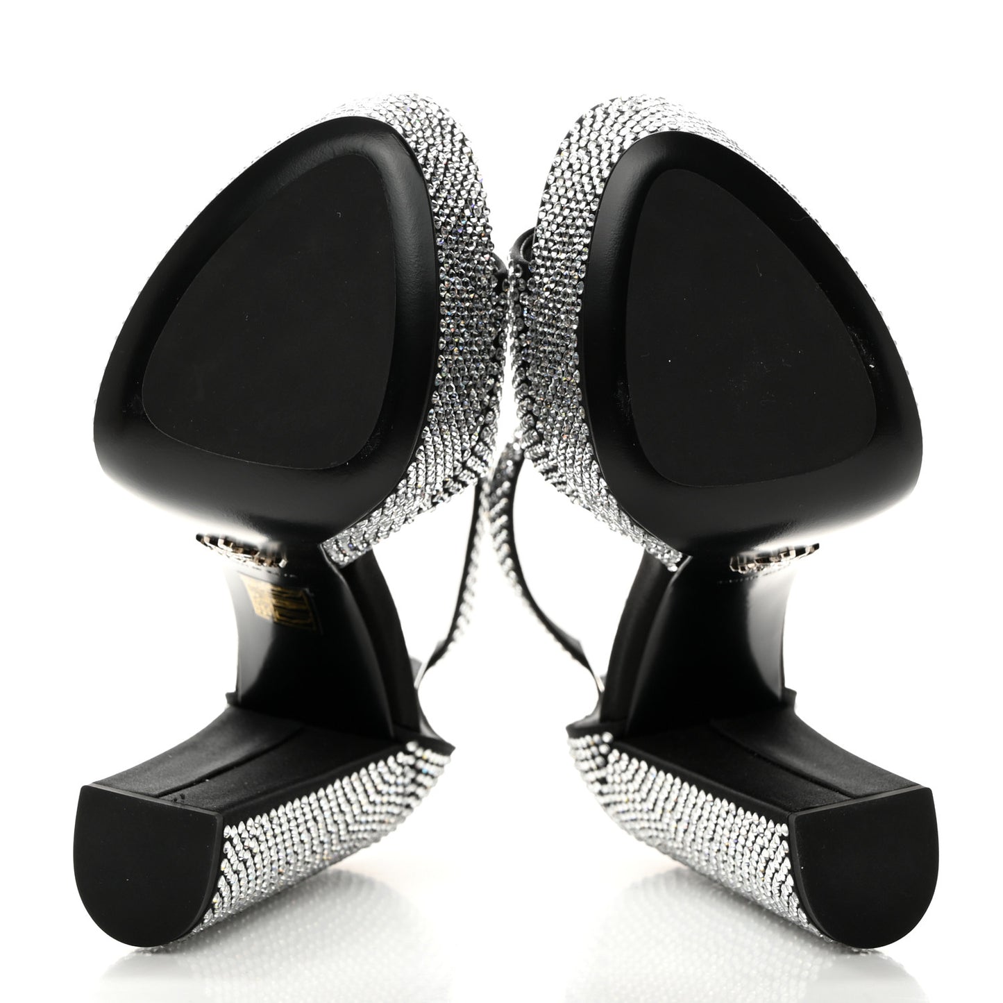 Satin Crystal Triangle Logo 40/135mm Platform Sandals 38 Cristal