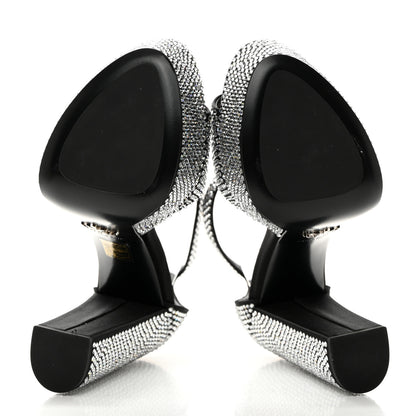 Prada Satin Crystal Triangle Logo 40/135mm Platform Sandals 38 Cristal 5 of 8