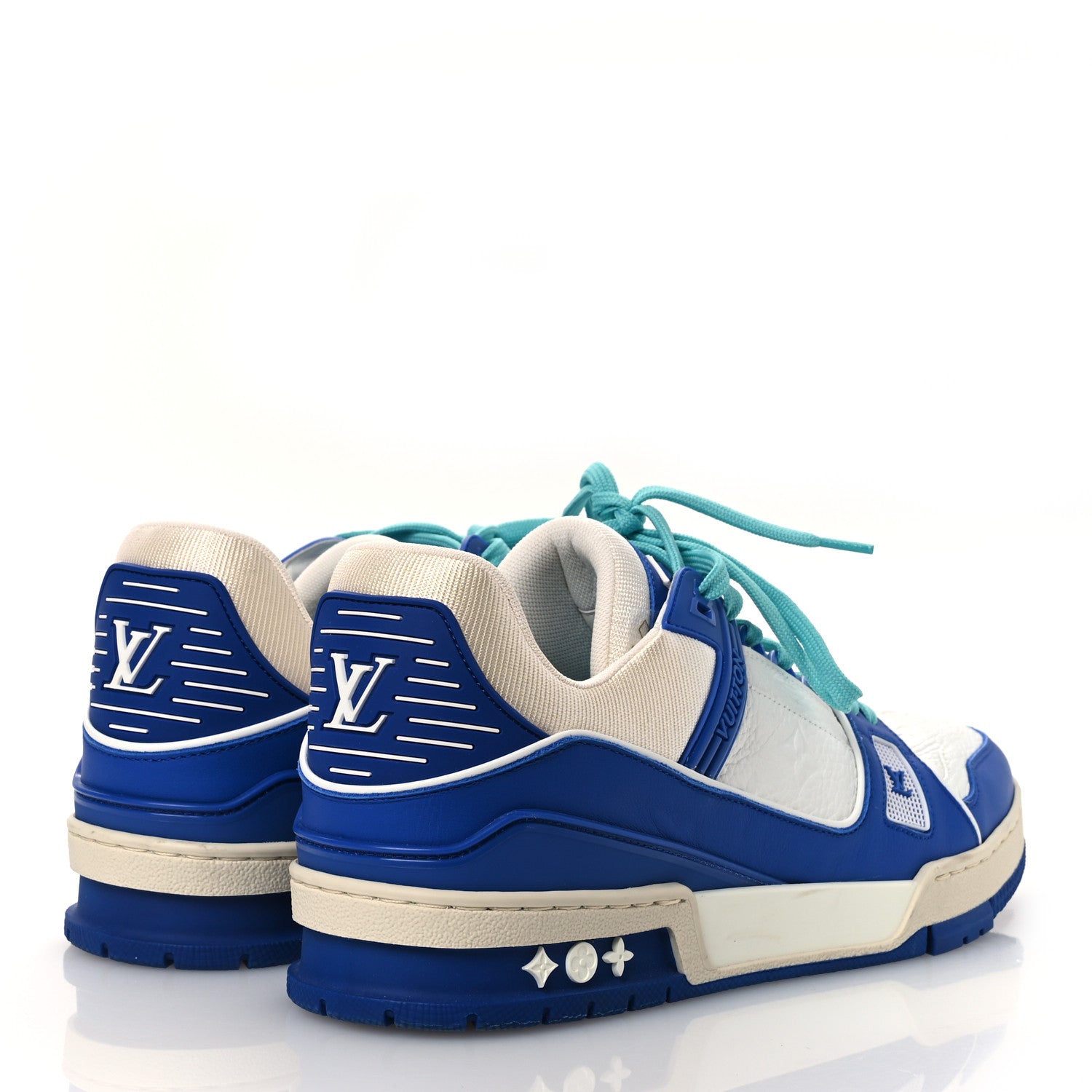 Louis Vuitton Calfskin Embossed Monogram Mens LV Trainer Sneakers 8.5 Blue 5 of 12