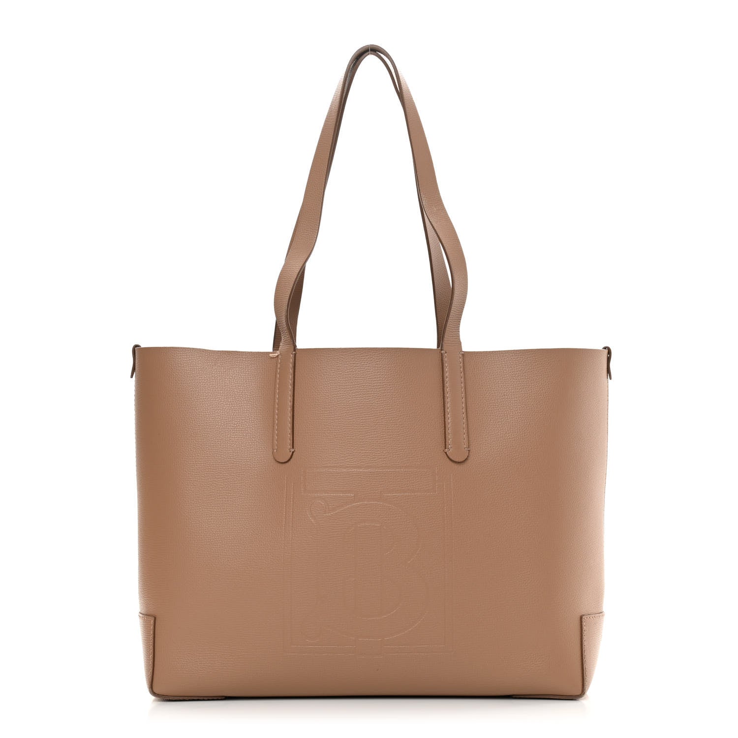 Burberry Calfskin TB Motif Embossed Medium Tote Camel 1 of 18