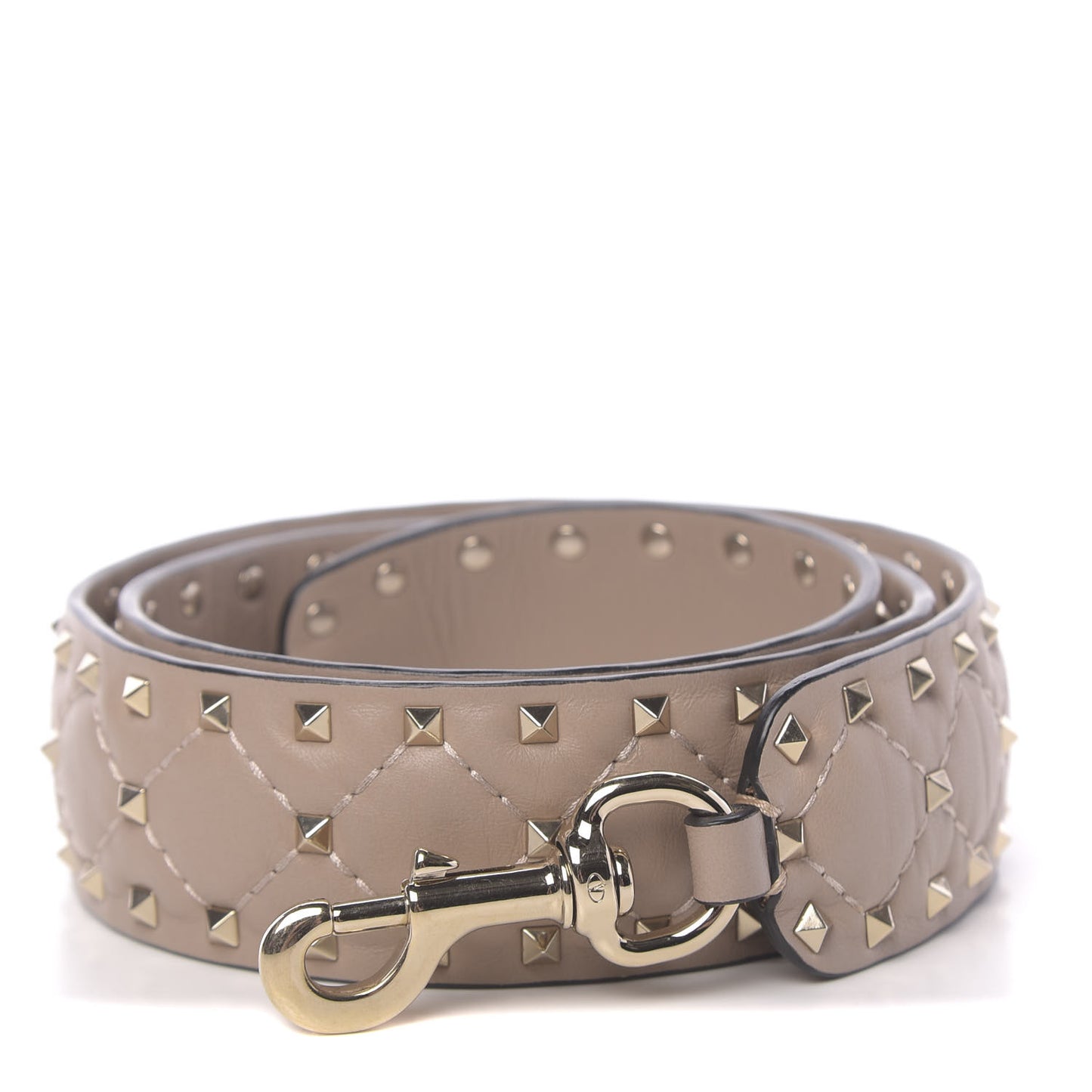 Lambskin Rockstud Spike Shoulder Strap Poudre