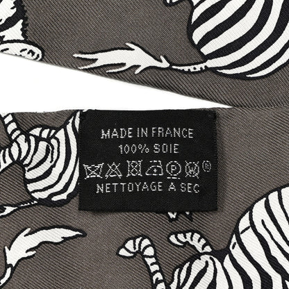 Hermes Silk Les Zebres Twilly Gris Taupe Black White 4 of 4