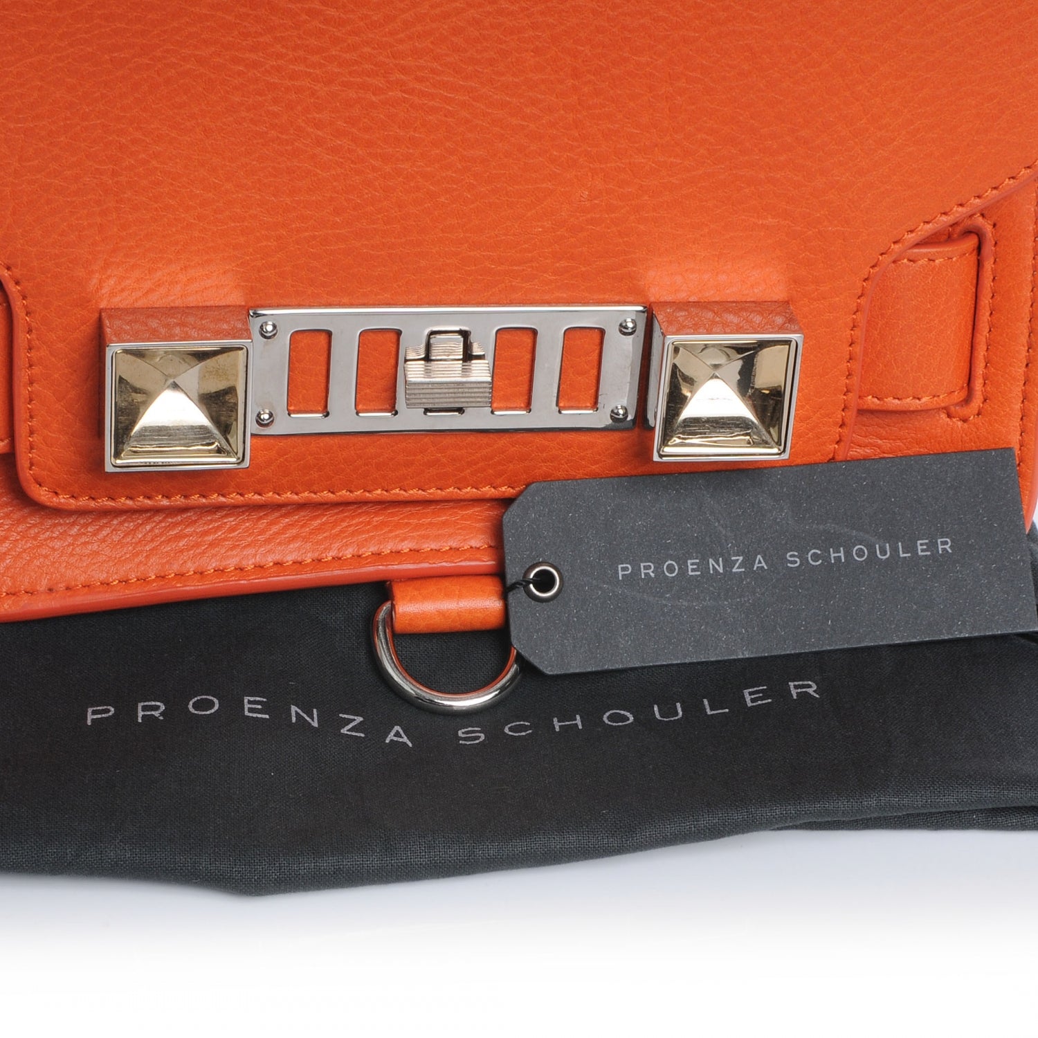 Proenza Schouler Textured Leather PS11 Wristlet Clutch Orange 8 of 8